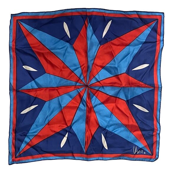 Vera Neumann Accessories - VERA Neumann Silk Scarf ~ Signed ~ Red & Blue Star 17.5" x 17.5" Made in USA